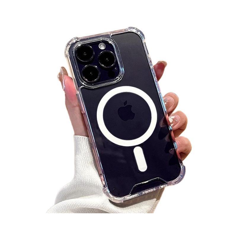 Apple 17ProMax Магнитный прозрачный чехол: iPhone Air Противоударный акриловый чехол с подушками безопасности по углам