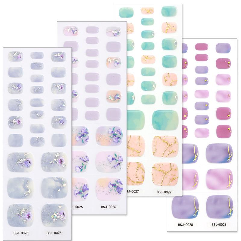 New Gel Manicure Stickers Toe Stickers Waterproof Hot Stamping Semi-cured Nail Stickers