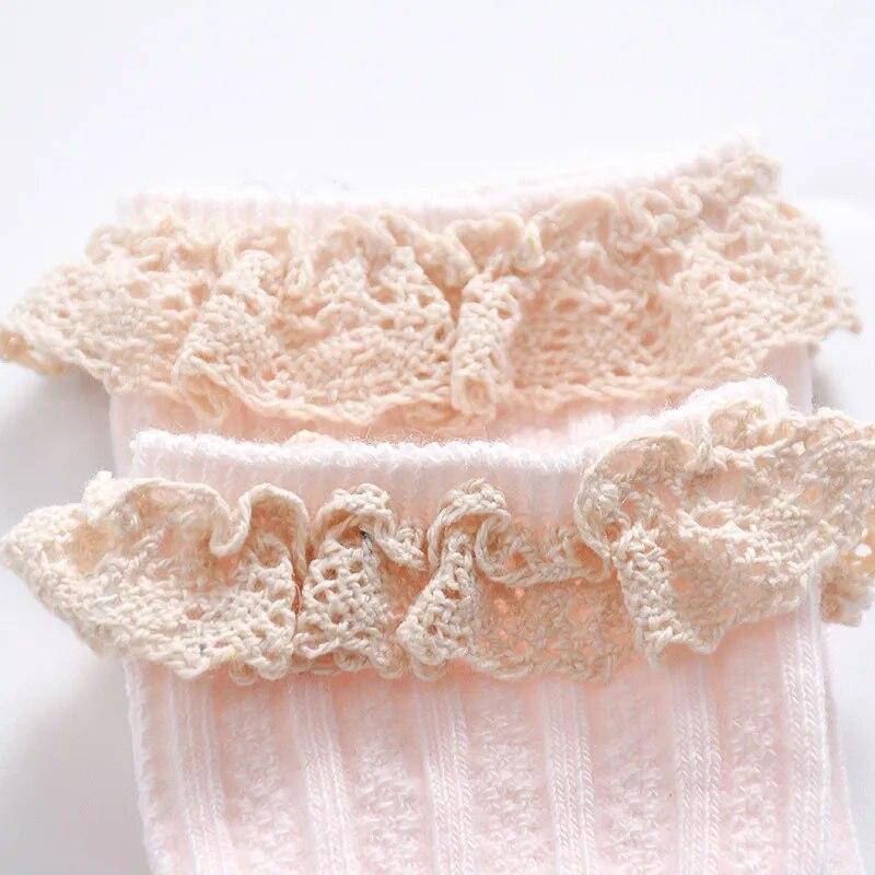 Носки для маленьких девочек, весенне-осенние полосатые кружевные детские длинные носки принцессы, повседневные спортивные носки для детей от 0 до 5 лет