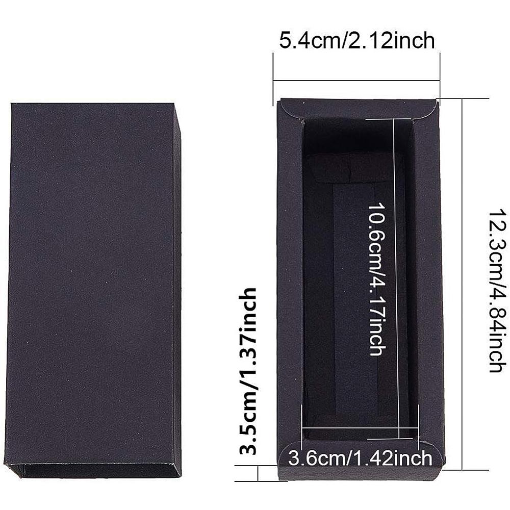 1set Kraft Paper Folding Box Drawer Box Rectangle Black 12.1x5.1cm Finished Product: 10.6x3.6x3.5cm 20pcs/set