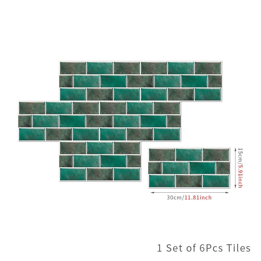 6PCS 3D Effect Crystal Kitchen Stickers Waterproof Wall Tile Stickers Kitchen Bathroom