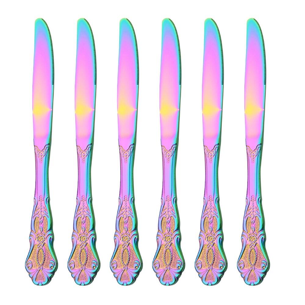 Royal Cutlery Silver Stainless Steel Sets Vintage Spoons Colorful Dinnerware Forks Kitchen Tableware Dinner Western Silverware