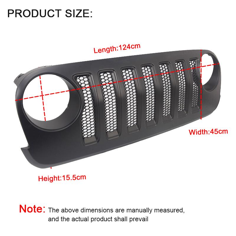 Матовая черная решетка радиатора с сеткой для Jeep Wrangler JK JKU 2007 2008 2009 2010 2011 2012 2013 2014 2015 2016 2017 2018