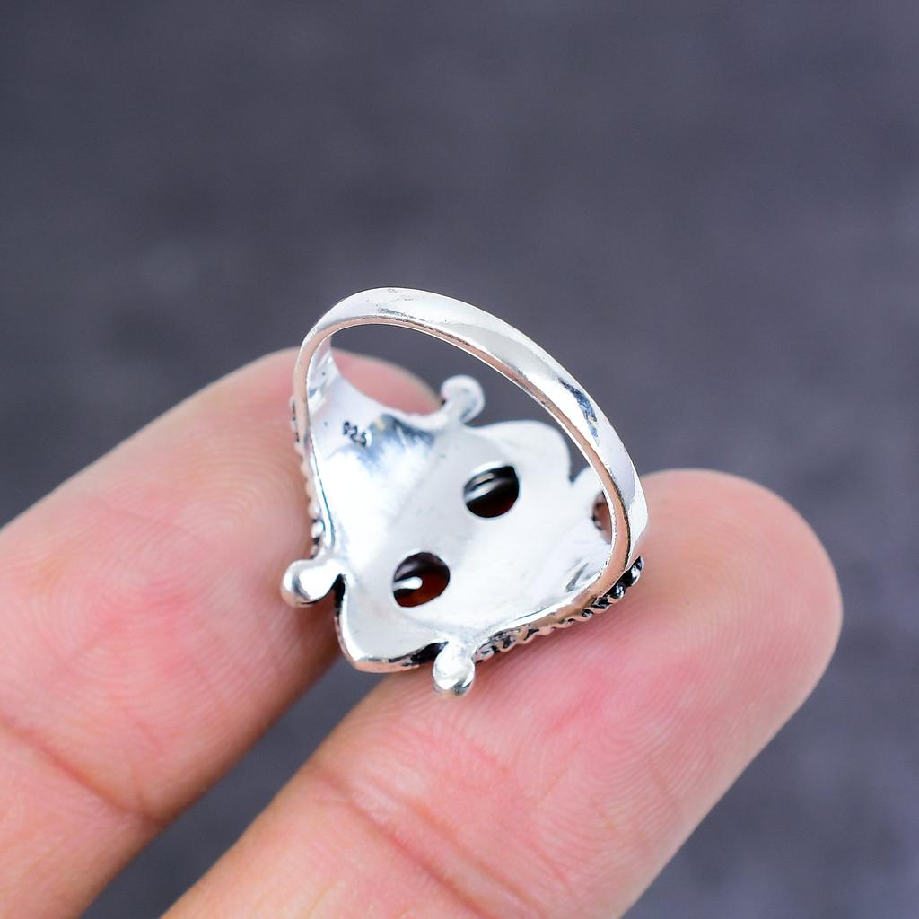 Кольцо из серебра 925 пробы с оранжевым сердоликом, размер 8,5, подарок для нее k5O30