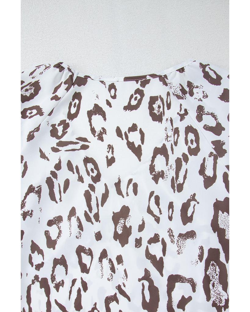 Azura Exchange Блузка цвета хаки с леопардовым принтом, V-образным вырезом и рукавами 3/4