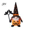 Halloween Gnome Decorations Plush Decoration, Spooky Orange Black Spider Web Bat Swedish Unique Soft Collectibles Tomte Elf Figurine, Scandinavian