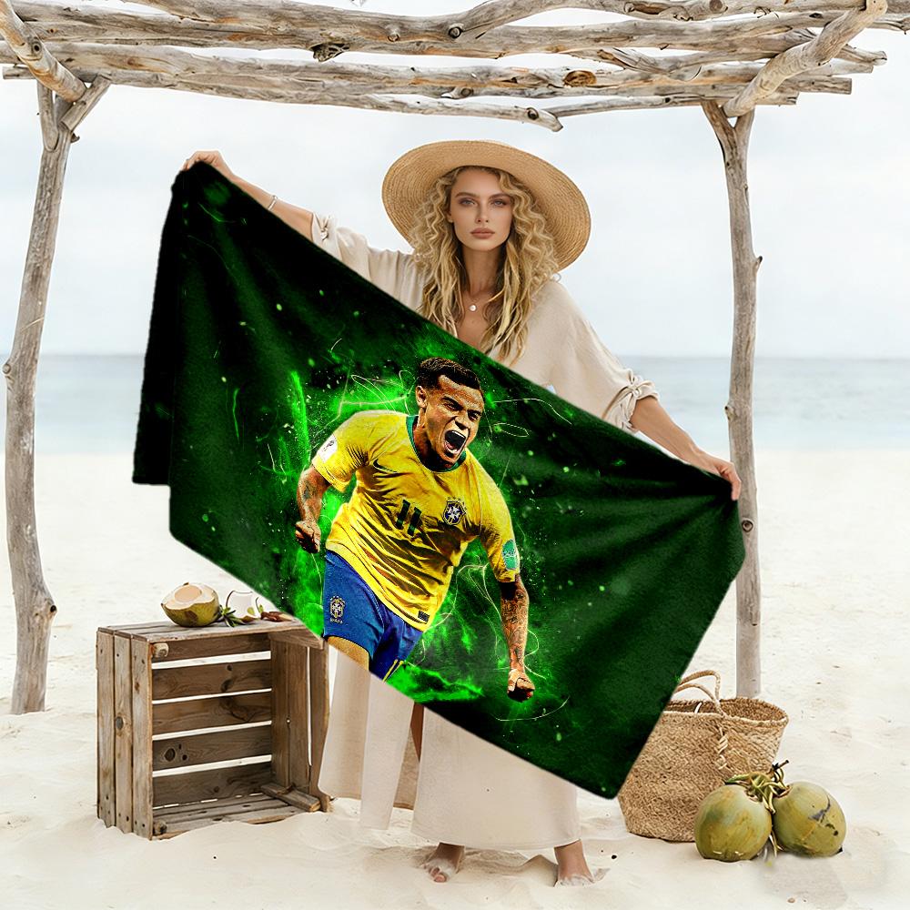 Brazilian Football Star Beach Towel Super Soft & Absorbent Comfortable Lightweight