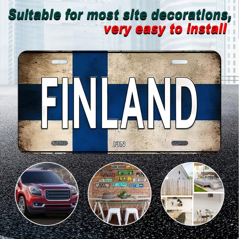Tin Sign - Finland Flag Vintage License Plate - Vintage Durable Metal Plaque Wall Decor, Home Office Bar Man Cave Wall Art