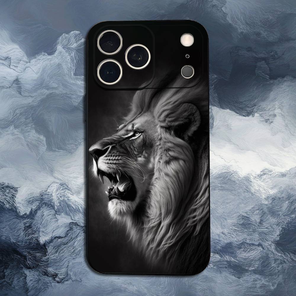 Чехол для телефона с изображением животного, тигра, льва, для iPhone 15, 14, 13, 17, 16, 12, 11, Plus, Pro Max, XS, X, Mini, 8, 7, XR, SE, Мягкий силикон, Черный