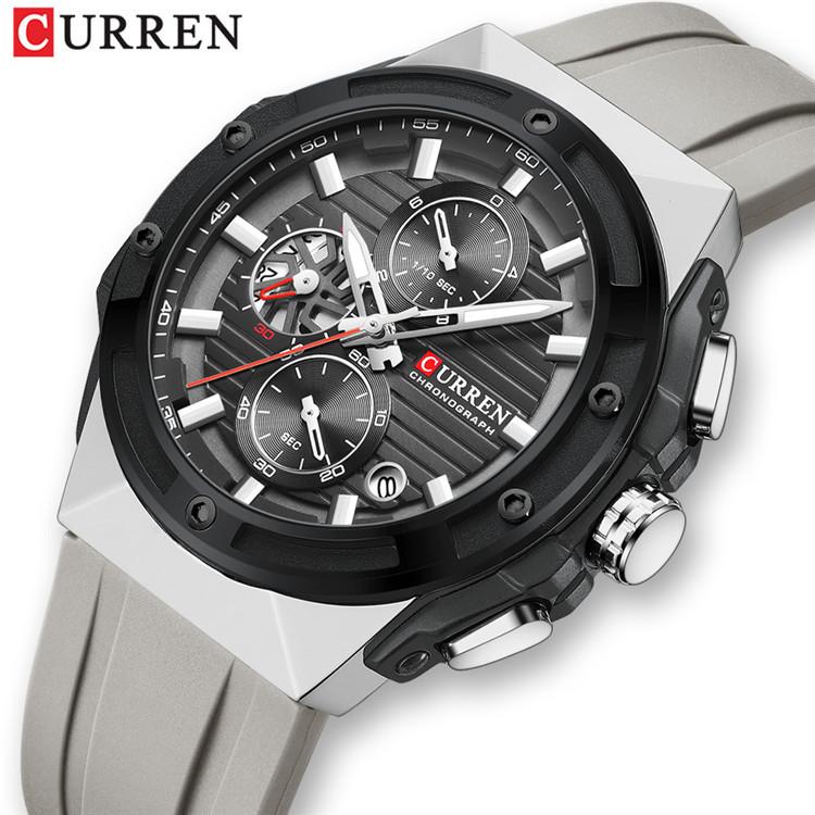 CURREN Neutral Silicone Strap Business Watch Quartz Watch Waterproof Round Genuine
