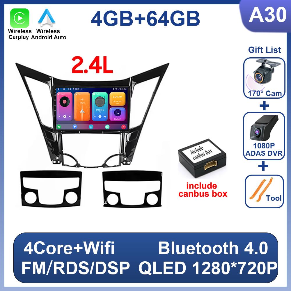 Для Hyundai Sonata 6 YF 2009 - 2015 Android 14 автомобильный радиоприемник мультимедиа видеоплеер GPS навигация AI Voice 4G CarPlay головное устройство