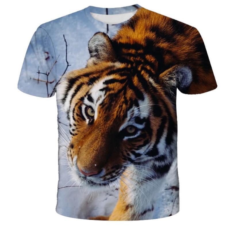 1-14 Years Children Short Sleeve T-Shirts Tiger Lion Animals Tshirt Baby Boys Girls Kids Summer Clothes Casual Oversized Tops