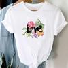 (Asian Size) Tee Top Love Flower Sweet Trend Cute 90s Fashion T Shirt Women Print Lady Female Clothing Casual Short Sleeve Graphic T-shirt