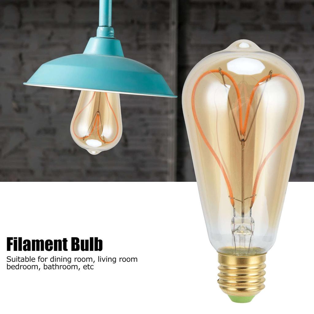 Винтажная лампочка E27 4 Вт с высокой светопропускаемостью, гибкая спиральная нить накаливания, регулируемая яркость, теплый свет, светодиодная лампа