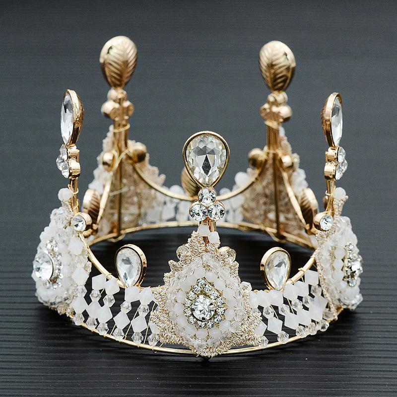 Корона для торта Beaupretty, стразы, бусины, кружевная корона из сплава, топпер для торта, вечерние тиара, украшение для дня рождения, свадьбы, вечеринки