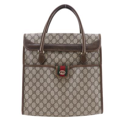 Старая сумка Gucci 02.4139.58 линия Sherry переплетающиеся GG коричневый ПВХ унисекс б/у