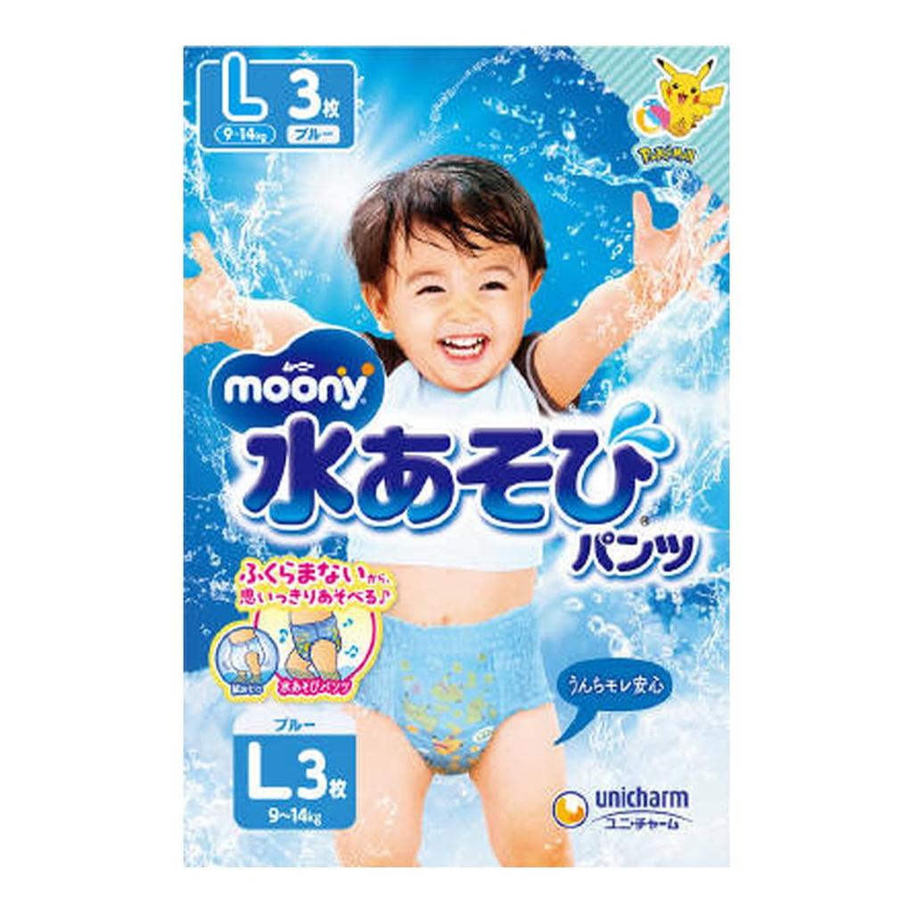 Unicharm Moony Water Play Pants Blue L 3 шт. одноразовые подгузники для детей