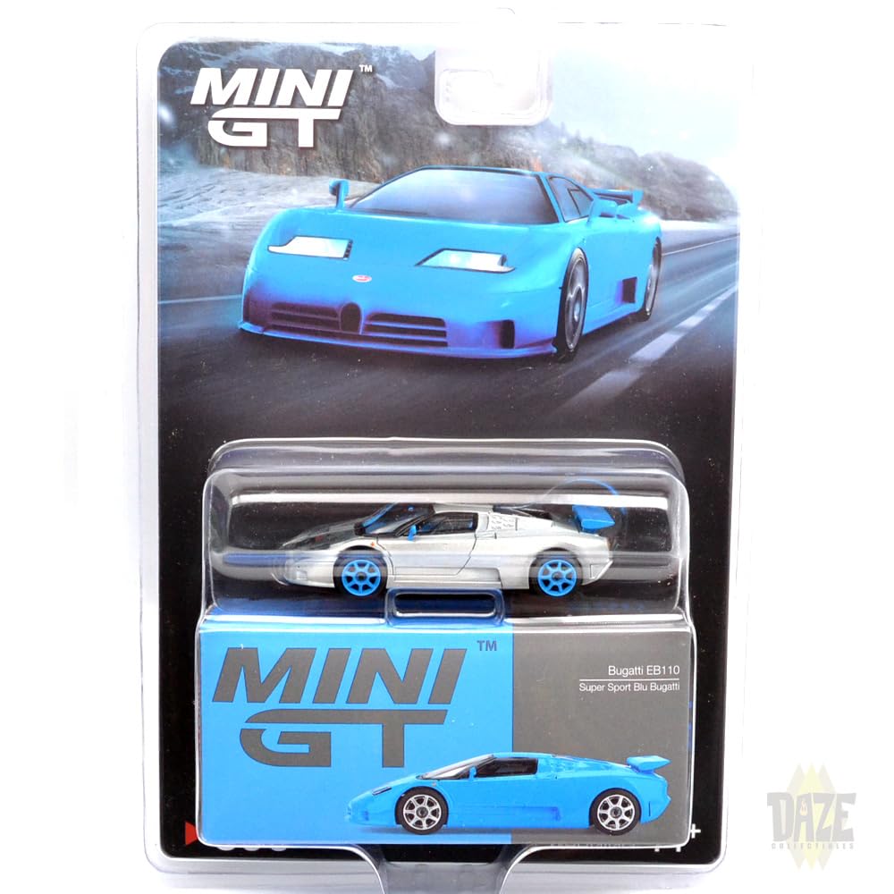 Масштаб MINI GT MiJo TOYS BUGATTI EB110 SUPER SPORT CHASE CAR США MiJo Toys Ограниченная серия Bugatti EB110 Super Sport Chase Car 164 - (BLU BUGATTI)