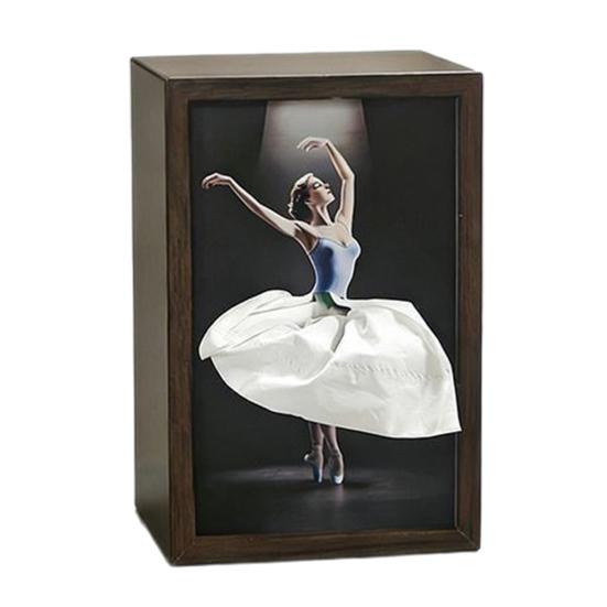 Walnut Wood Tissue Box, with Artistic Ballet Dancer Skirt Design, Multipurpose Paper Towel Holder for Home Decor Entryway Dining Table