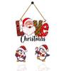 Decorative Christmas Wall Hanging Wooden Art Decoration Item for Home | Office | Living Room | Bedroom (Love-2Penguin)