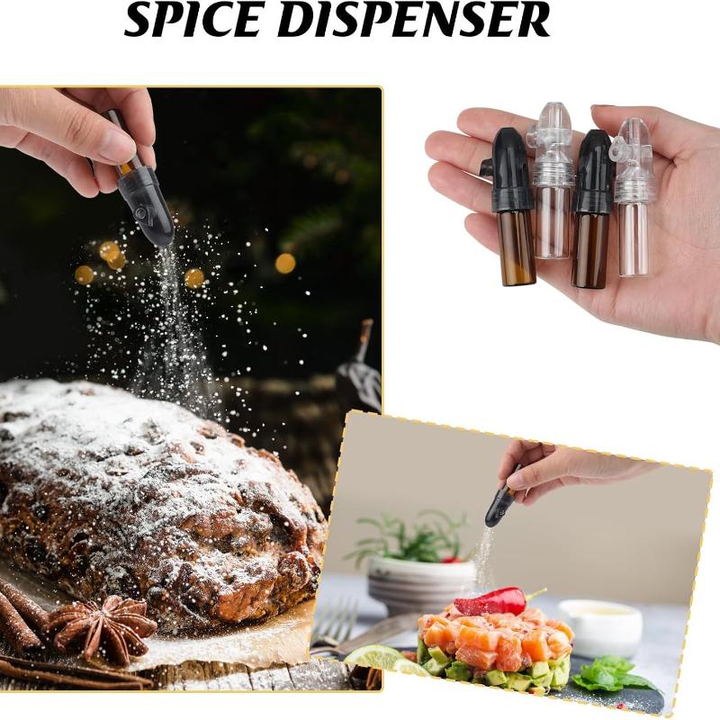 4 Pack Camping Spice Containers, Portable Spice Dispenser with Knob Switch Storage Bottle, Salt and Pepper Shakers Spice Storage for Outdoor Activitie