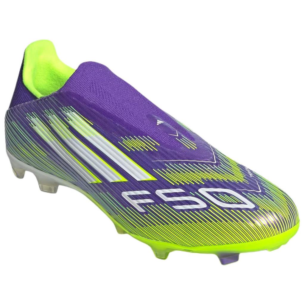 Adidas Adizero F50 League Бесшнуровочные FG MG Purple Rush Lucid Lemon Унисекс Кроссовки Cloud-White JH7734