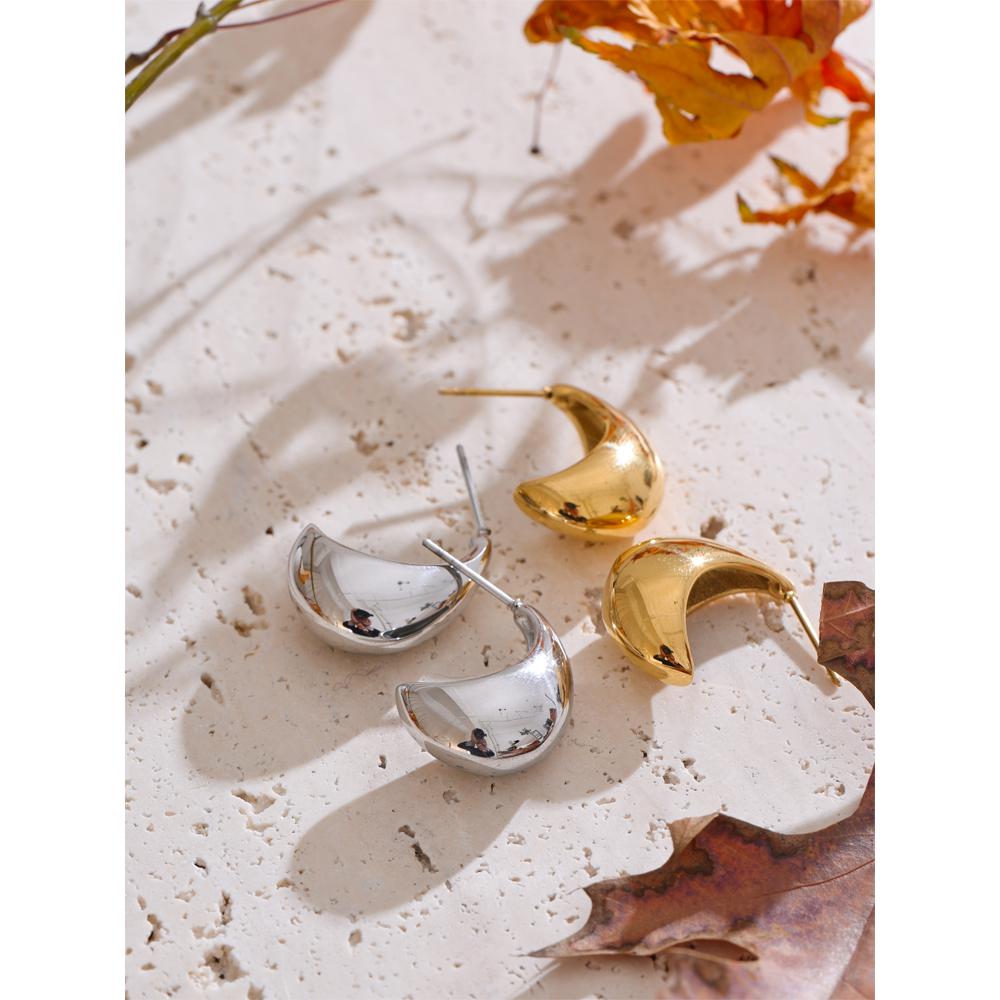 Eetit Серьги из нержавеющей стали 316L в форме буквы C, полупустые, гладкие, металлические, для повседневной носки, модные ювелирные изделия, аксессуары