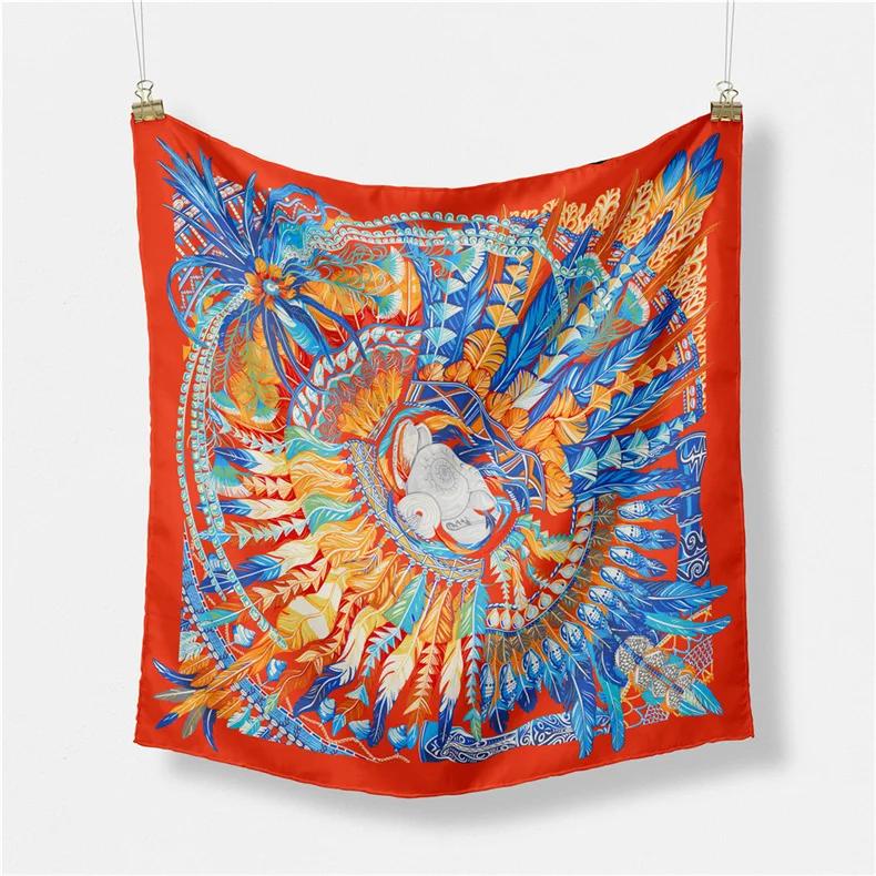 Luxury Print Silk Square Scarf Women Spring Neck Tie Shawl Wraps Female 53cm Hair Hand Wrist Headkercheif Hijab Bandana