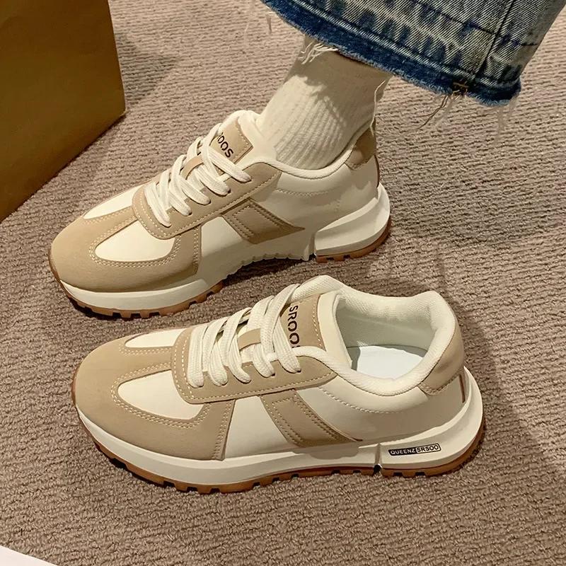 Модные новые женские кроссовки на шнуровке с круглым носком, женские повседневные спортивные туфли на платформе, дизайнерские брендовые вулканизированные туфли Zapatillas Mujer