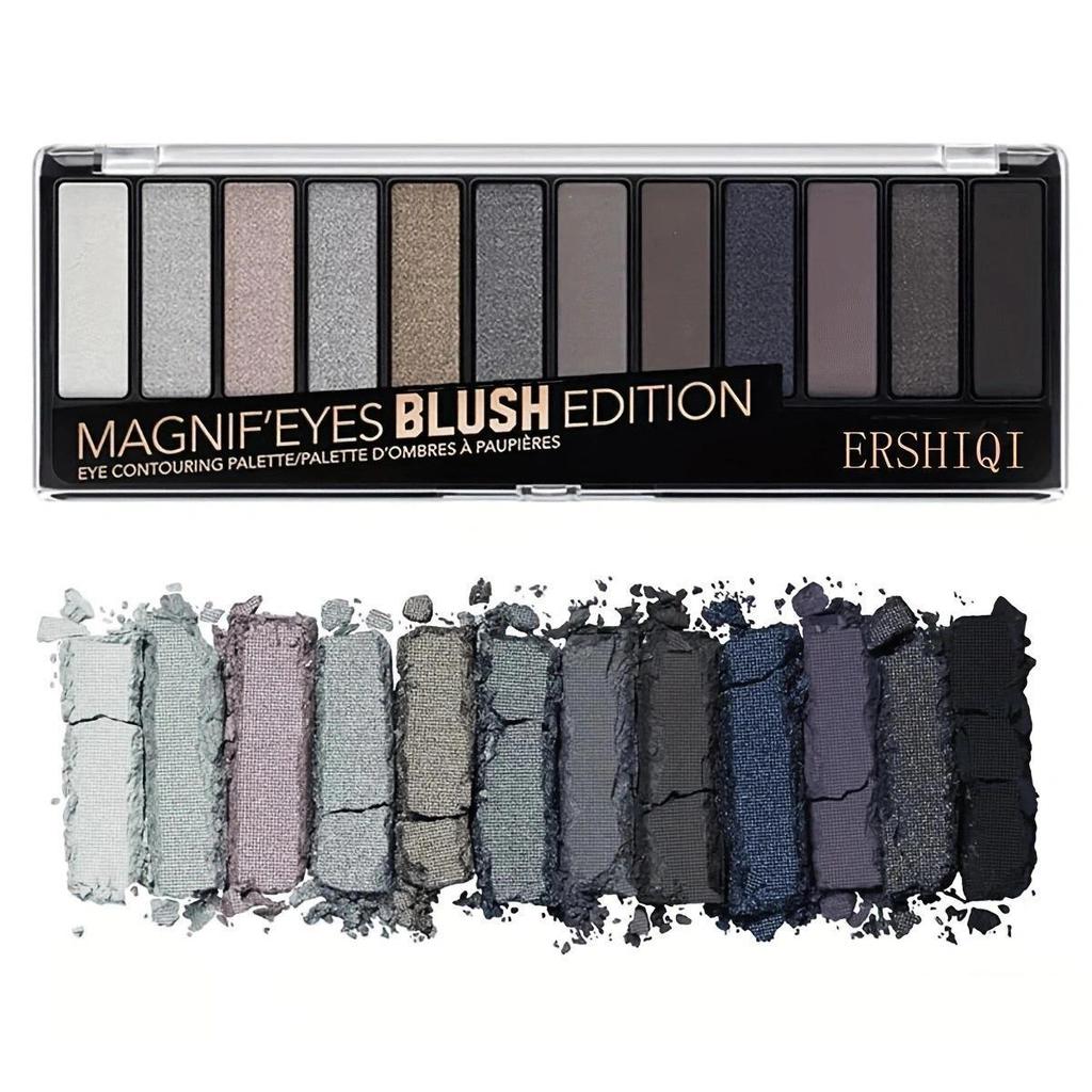ErshiQI 12-цветная палитра теней для век: Перламутровые, матовые и мелко блестящие тени