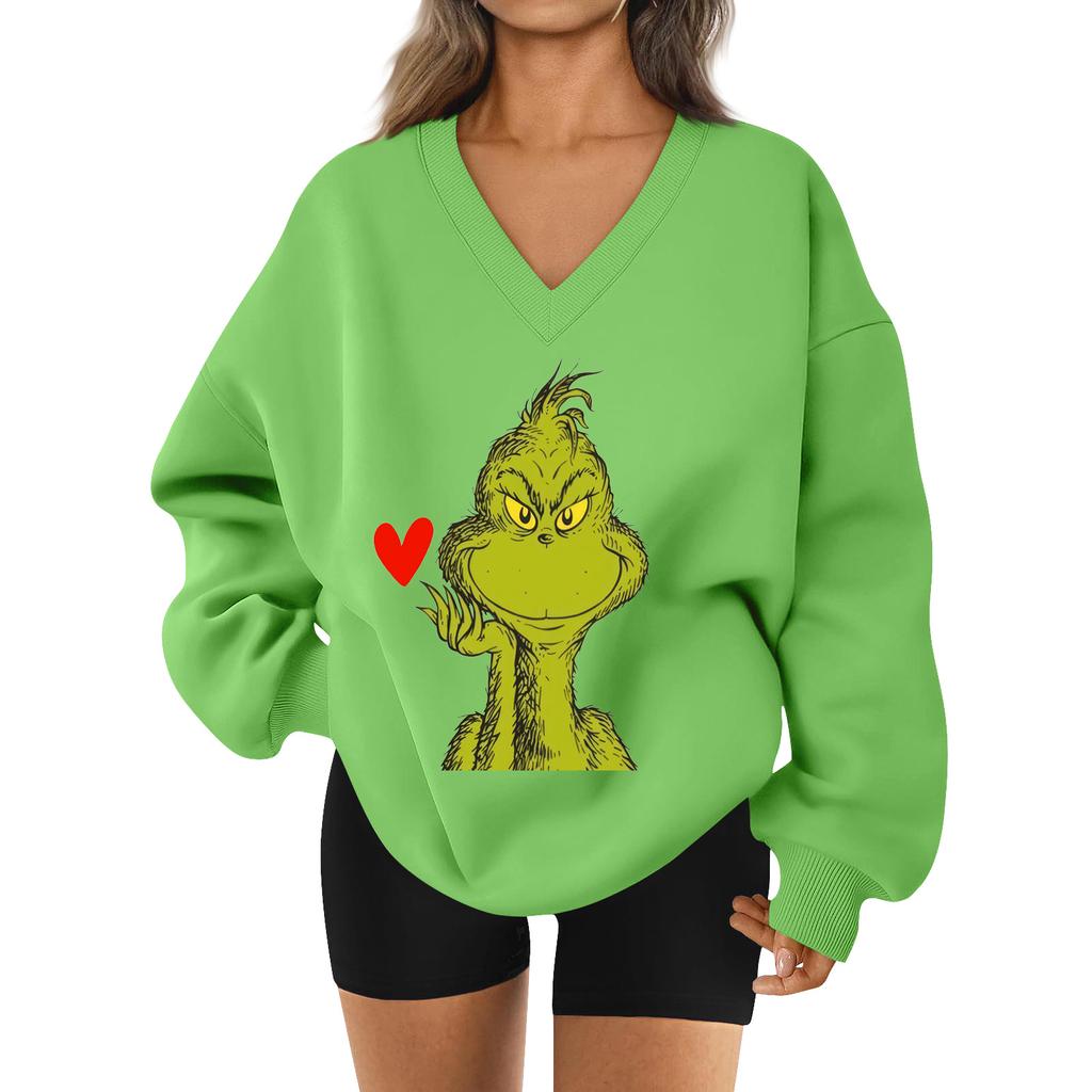 Women's Loose And Comfortable Letter V-neck Sportswear Long-sleeved Sweatshirt Daily Matching Clothes