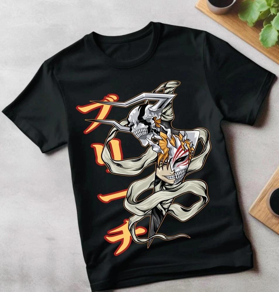 Bleach Ichigo Kurosaki Skull Mask Anime Black TShirt
