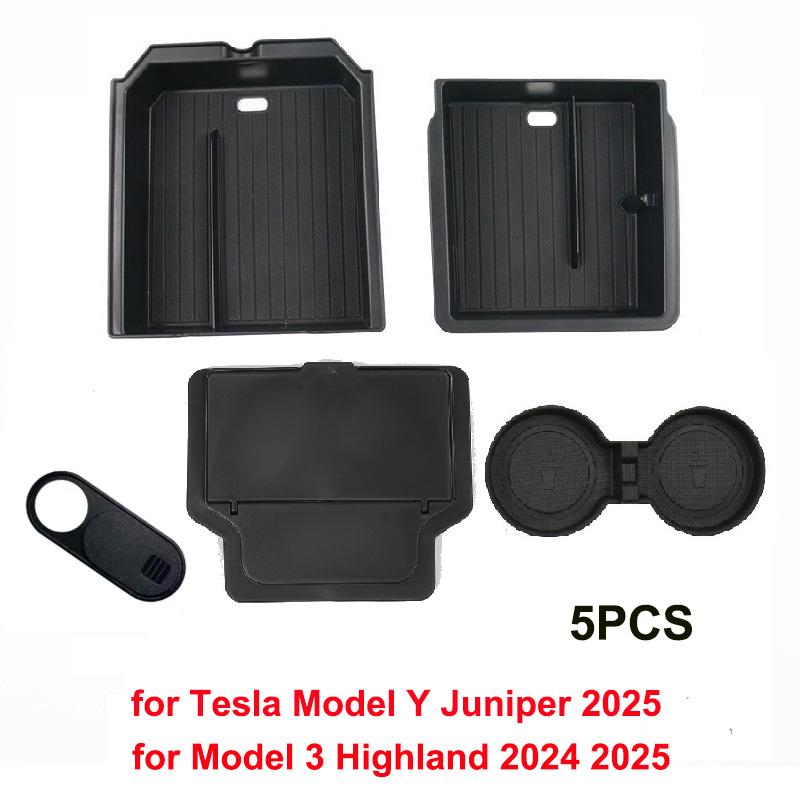 For Tesla New Model Y Juniper 2025 Launch Model 3 Highland 2024 Center Console & Armrest Storage Box Upper&Lower Silicone Pad