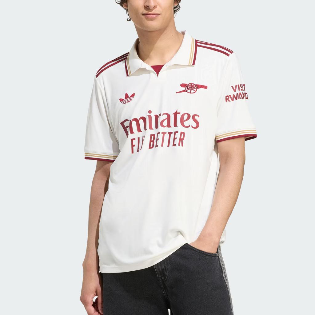 Adidas Оригинальная третья футболка Арсенала сезона 25/26, версия для болельщиков, полосатая, приталенного кроя, быстросохнущая, с коротким рукавом, мужские топы JI9556