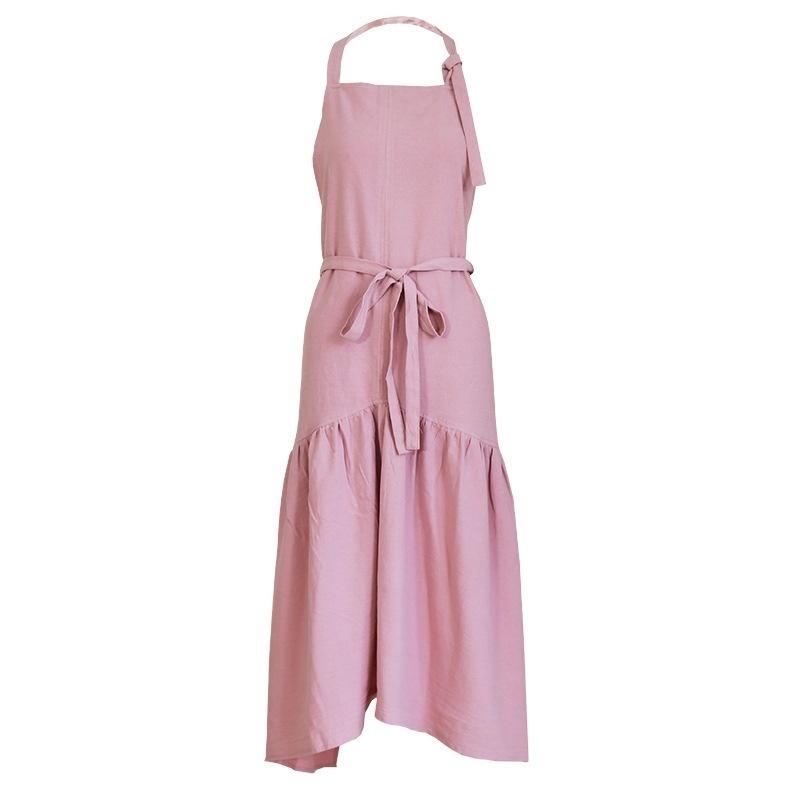 Apron for Women Cotton Linen Men Long BBQ Bib Kitchen Apron Barber Coffee Cooking Restaurant Waitress Apron