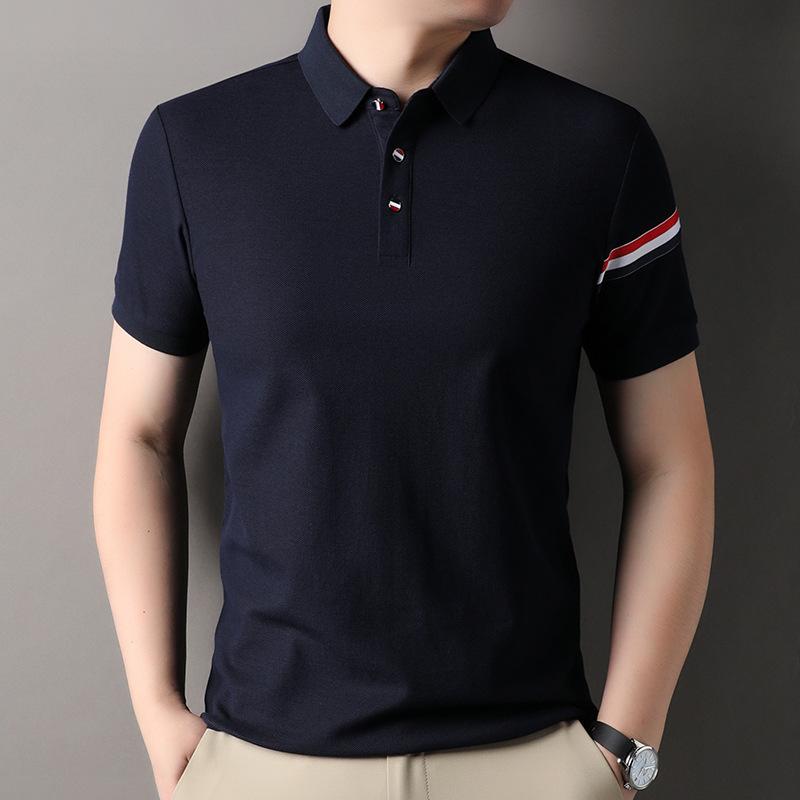Рубашка поло, Тонкая Повседневная Летняя Одежда, Свободная Одежда с Полурукавами, Футболка, Мужская Одежда, Дышащая Среднего и Высокого Класса