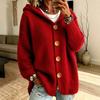 Womens Hooded Knit Cardigan Sweater Solid Color Casual Fall Winter Outerwear