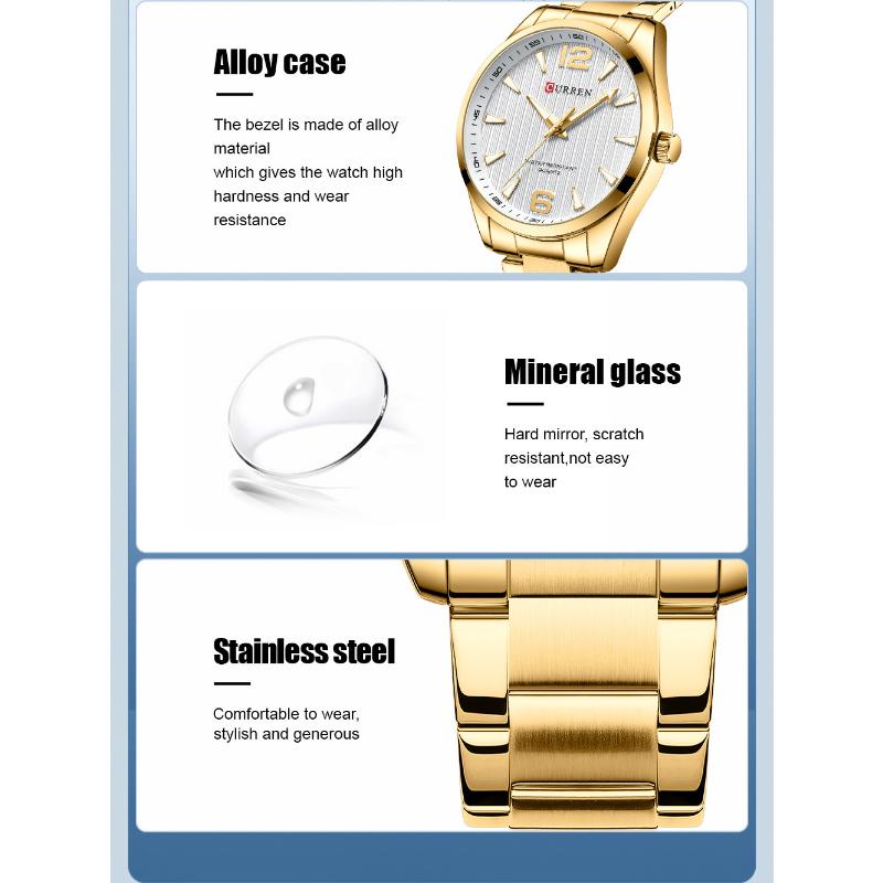 CURREN Новые лучшие мужские часы, повседневные кварцевые часы, простые мужские водонепроницаемые часы