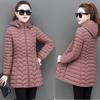 Winter Coat Women  Fashion Middle Age Mother Slim Down Cotton Hooded Jacket Plus Size Casual Solid Warm Thick Outwear Parka
