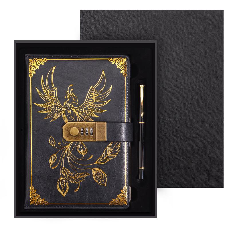 Подарочный набор из ретро-блокнота с паролем формата А5: Ежедневник деловых встреч в офисе с возможностью настраиваемого логотипа.