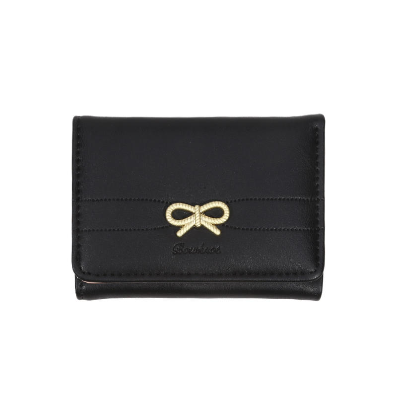 Женский милый модный короткий кошелек с эстетичным маленьким бантом, держатель для кредитных карт, кошелек для монет с окошком для удостоверения личности