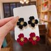 Retro Velvet Flower Stud Earrings For Women Girl French Ins Vintage Earrings 2023 Fashion Korean Wedding Romantic Jewelry Gifts