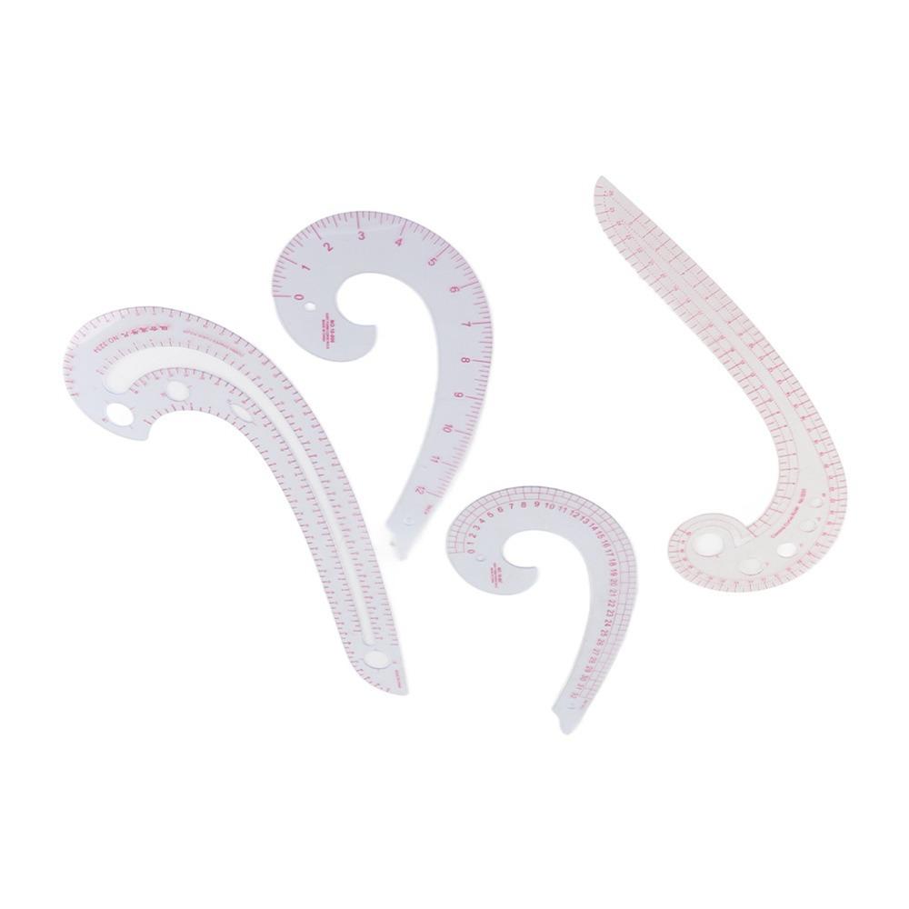 4pcs Lightweight French Curve Ruler Comma Shaped Dressmaking Yardstick For Designers