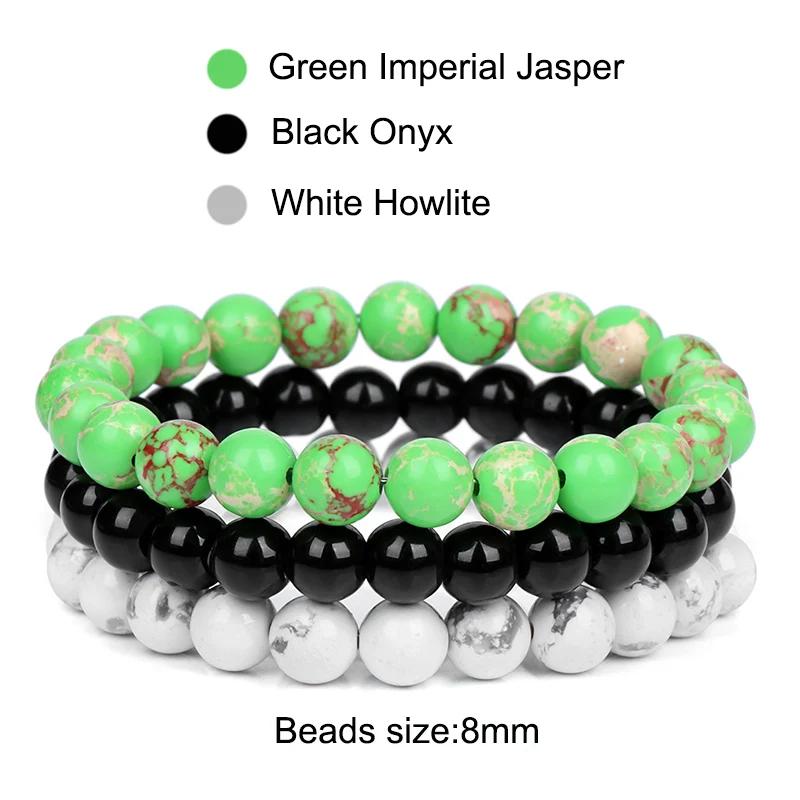 8 мм набор браслетов из натурального камня 3 шт./компл. родонит розовый кварц лунный камень аметисты гематит браслеты для женщин мужчин ювелирные изделия