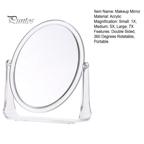 Зеркало для макияжа с увеличением 1/5/7X, двухстороннее, вращающееся на 360 градусов, портативное, круглое, акриловое, настольное, с увеличением, для мужчин и женщин