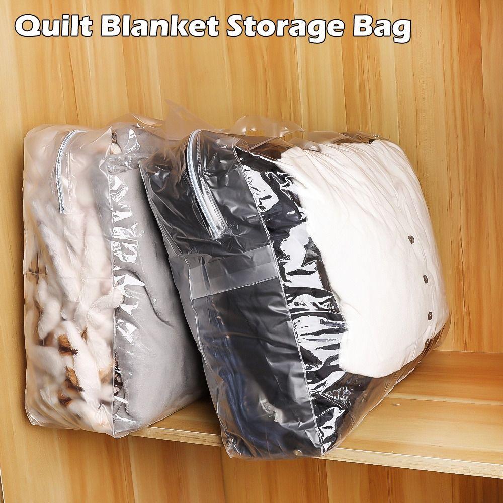 Reusable Clothes Zipper Pocket Transparent Clothes Storage Bag Durable Quilt Blanket Storage Bag