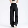 Осенние женские модные однотонные прямые эластичные брюки с высокой талией, свободные широкие брюки
