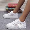 Fashion Women Shoes 2025 Fashion Summer Casual White Shoes Cutouts Lace Canvas Hollow Breathable Platform Flat Shoes Woman Sneakers