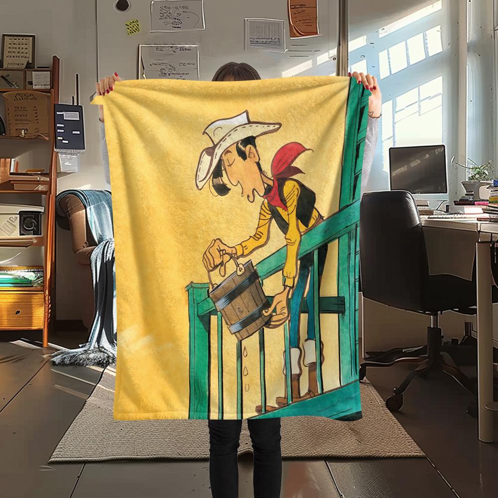 Lucky Luke2 Flannel Blanket, High quality Comfortable for All Seasons, Home Decor, Warmth and Comfort