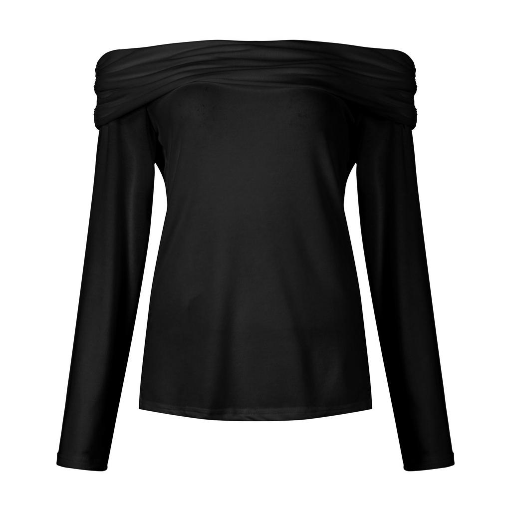 Женские модные топы, женские сексуальные топы с открытыми плечами, футболка, тонкий низ с длинными рукавами